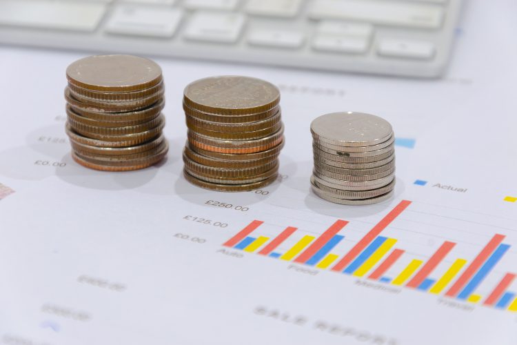 coins on paper foucs