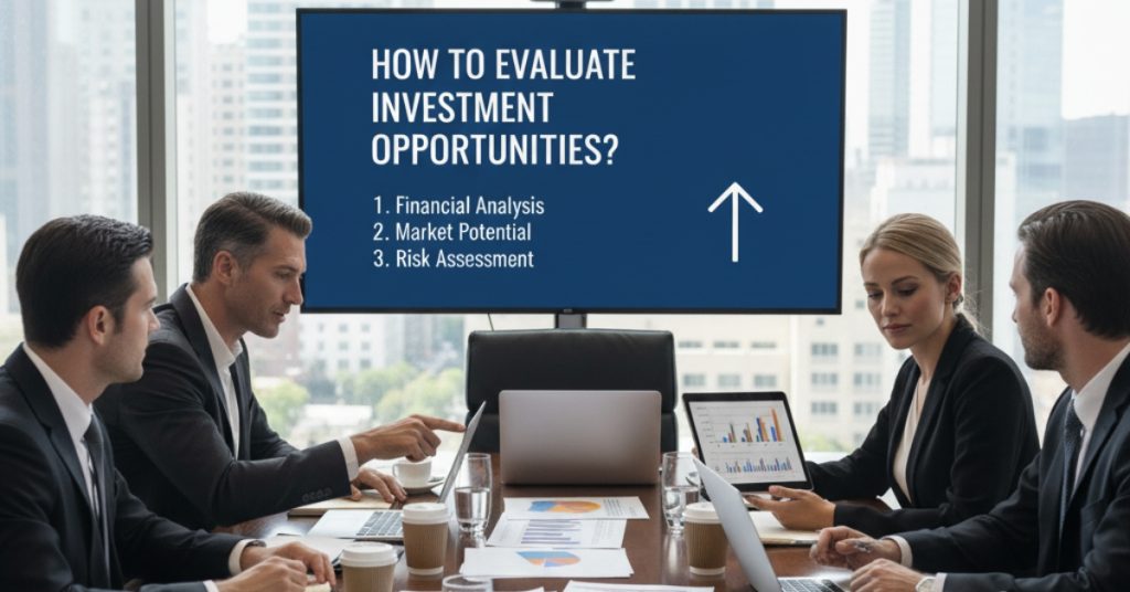 Team is in meeting for evaluating Investment Opportunities