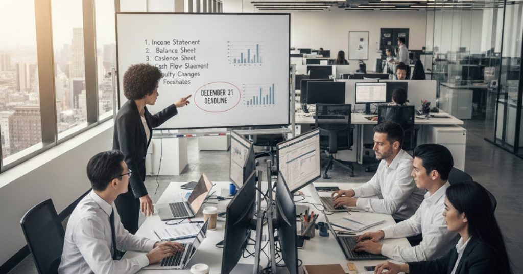 Team member is presenting What Financial Statements Must be Filed Annually