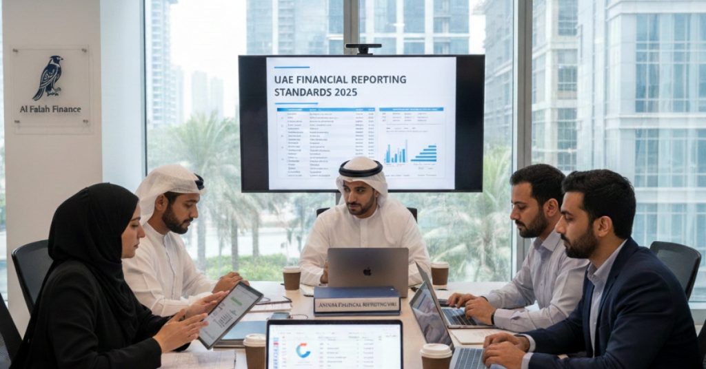 Team is in meeting for Annual Financial Reporting Requirements UAE