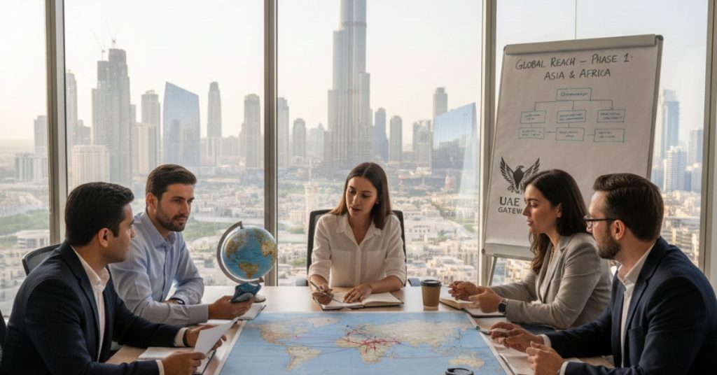 Team is in meeting regarding International Expansion from UAE Base