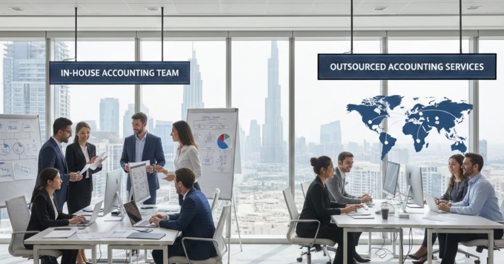 There are two team of In-house Accounting vs Outsourced Services in UAE