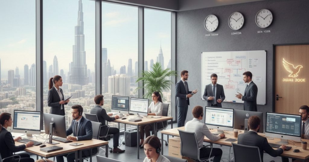 Team is working in office regarding Online Business Setup Services Dubai, UAE