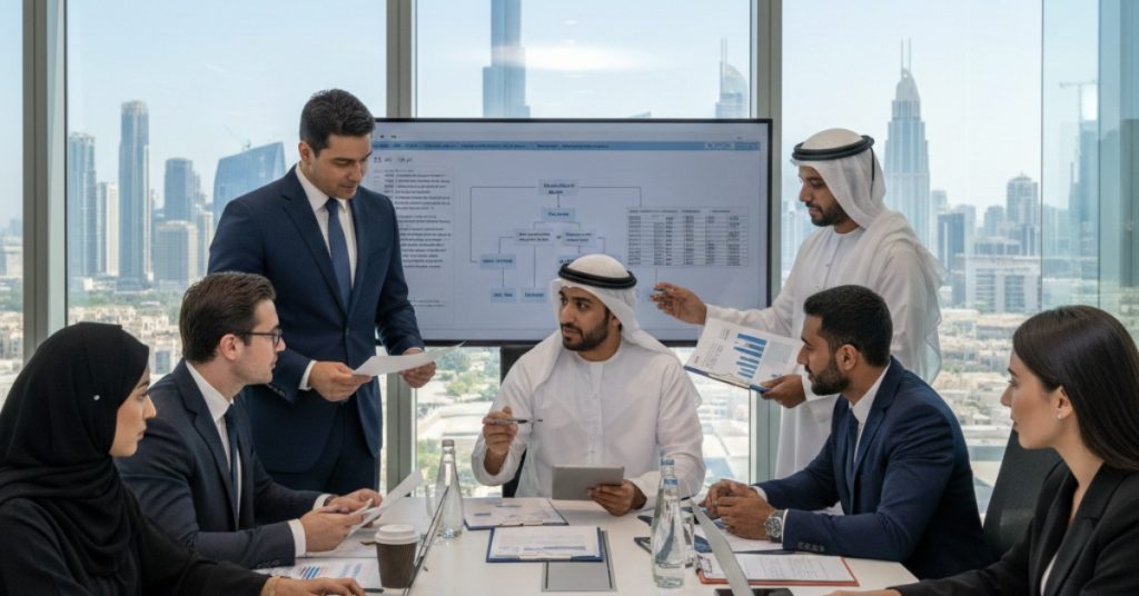 Team is working together on Bank Audit Requirements in UAE