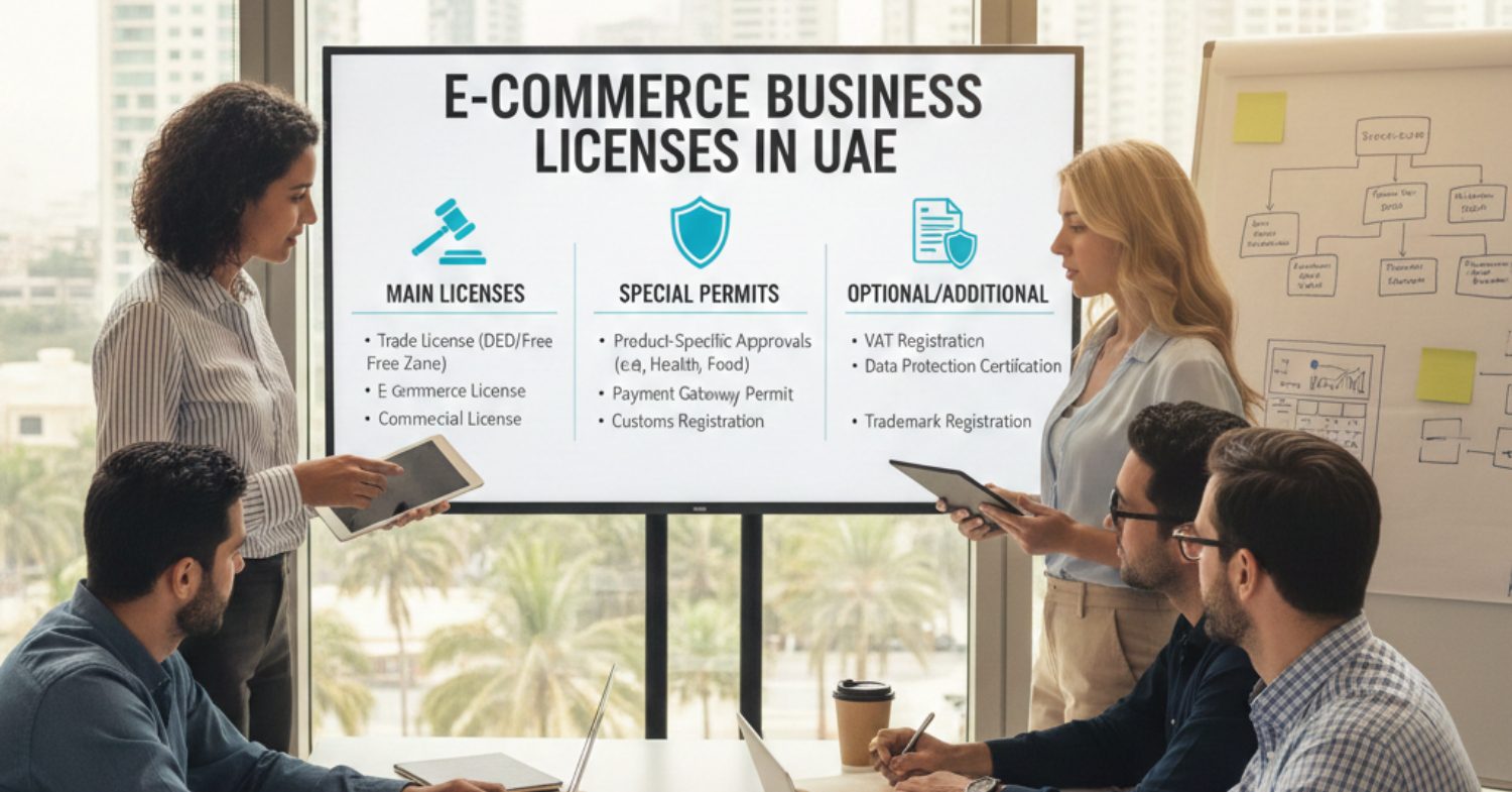 Team si in meeting regarding What licenses do e-commerce businesses need in UAE