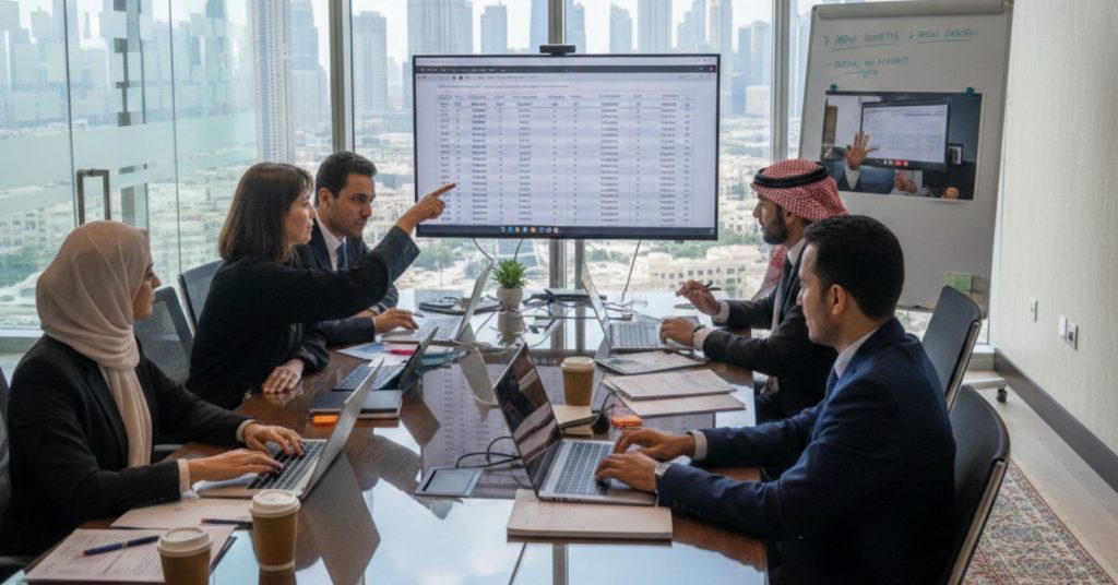 Employees are woring in office regarding handle restaurant inventory accounting in Dubai