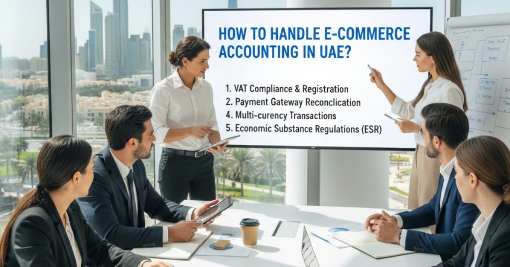 Employees are working in office regarding How to handle e-commerce accounting in UAE