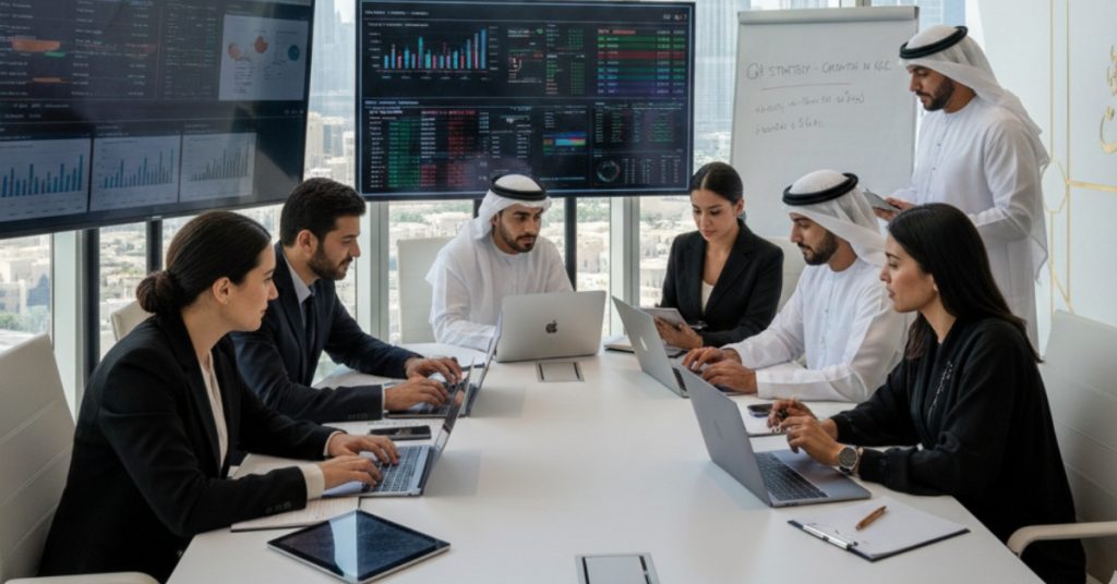 Employees are working on financial due diligence in UAE