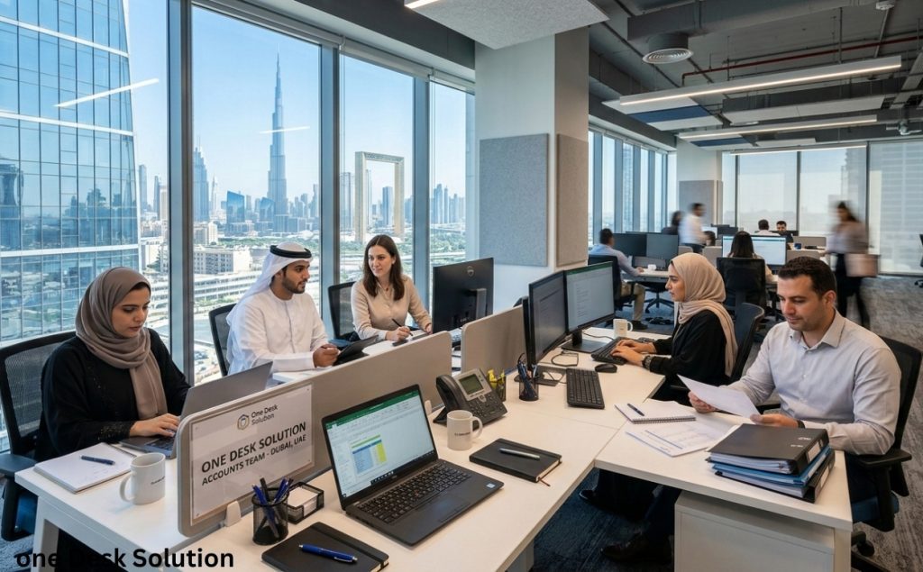 One Desk Solution, accounts team working in the office, Dubai UAE