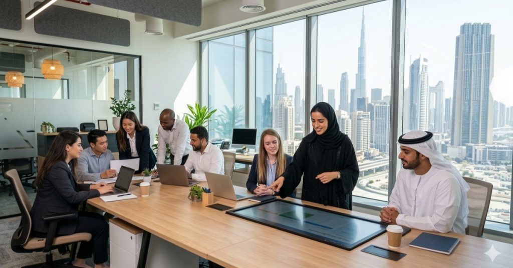 Employees are working regarding Khalifa Industrial Zone Services UAE