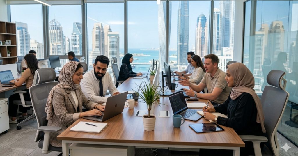Employees are working regarding Software Development Financial Management Dubai
