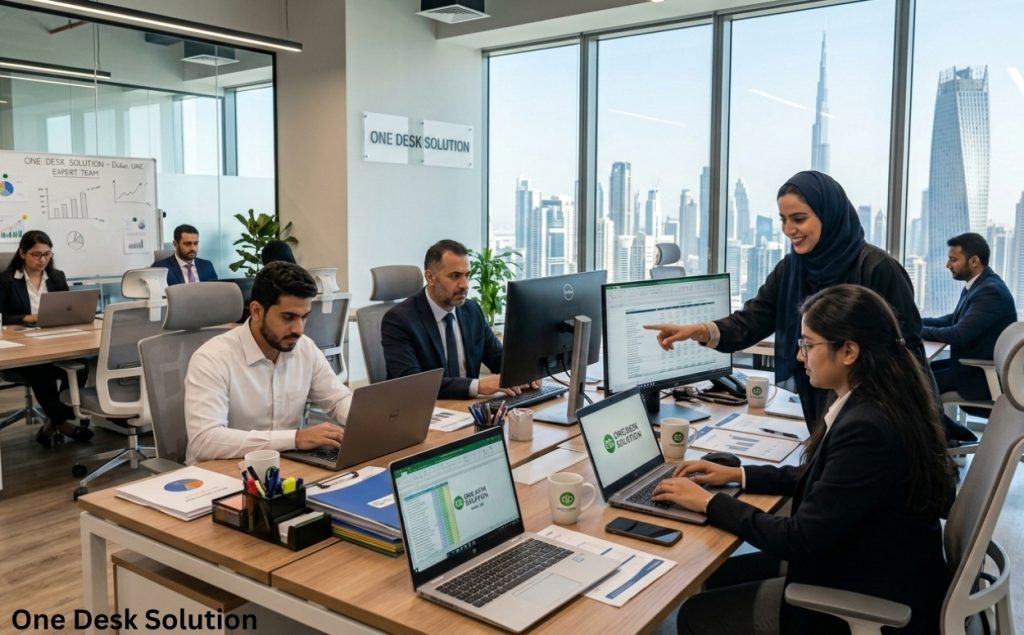 One Desk Solution, accounting expert team working in the office, Dubai UAE