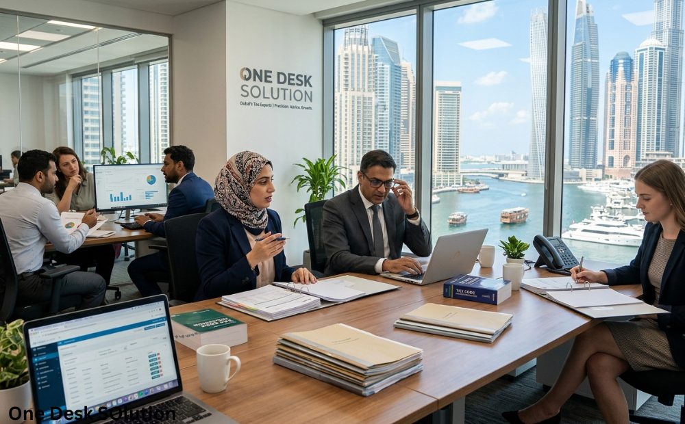 One Desk Solution, tax expert team working in the office, Dubai
