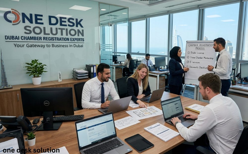One Desk Solution, expert Chamber Registration team in the office in Dubai