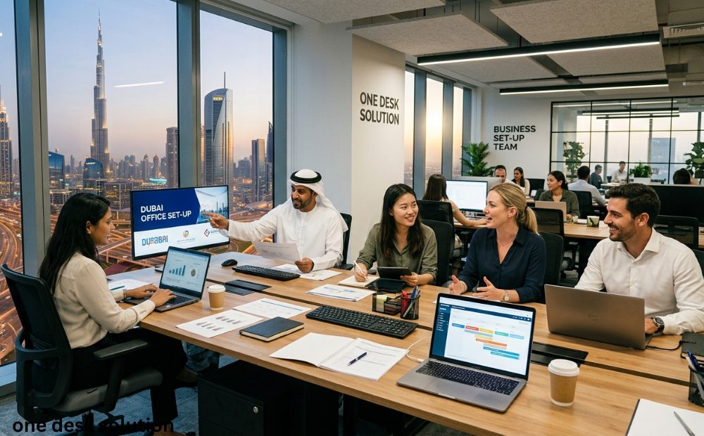 one desk solution, business set up team in the office in dubai