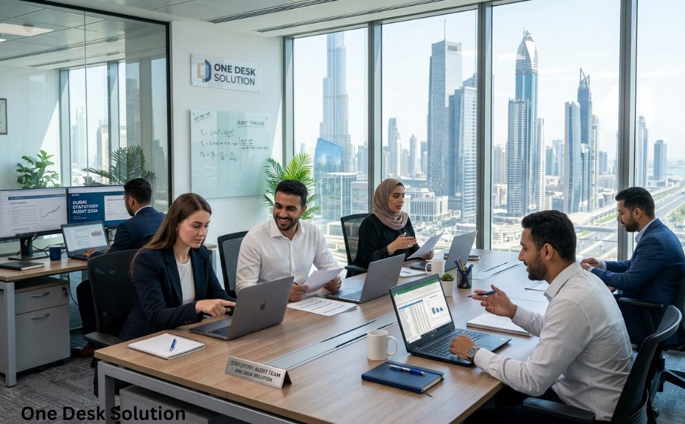 One Desk Solution, Statutory Audit team in the office in Dubai