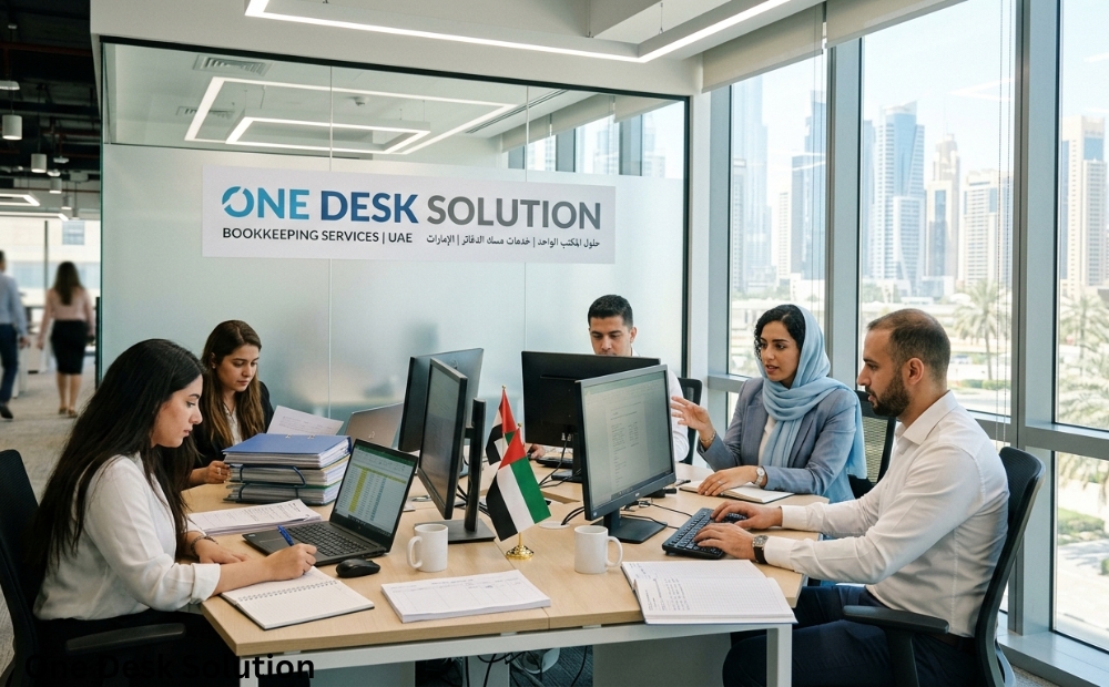 One Desk Solution, Bookkeeping services team working in office, UAE