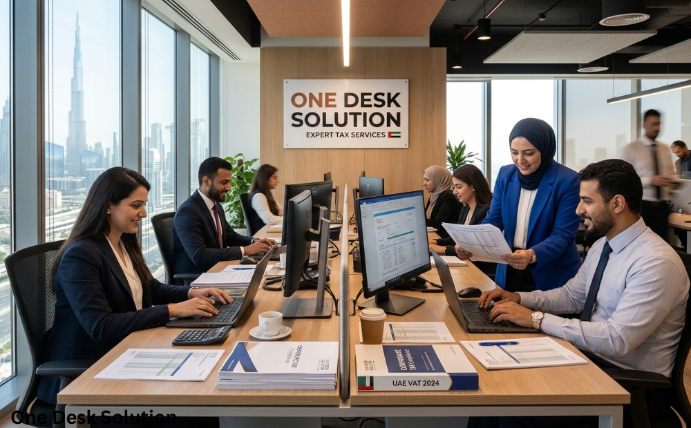 One Desk Solution, an expert Tax Services team working in the office in UAE