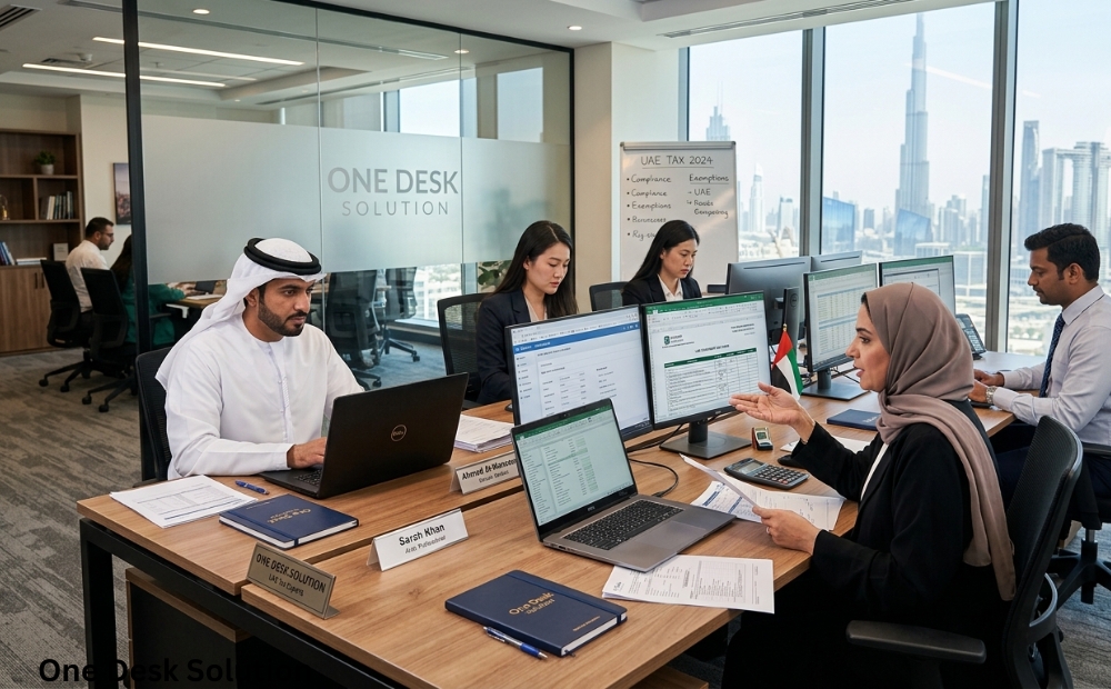 One Desk Solution, tax expert team working in the office, UAE