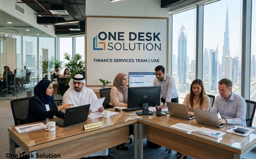 One Desk Solution, finance services team working in the office in, UAE