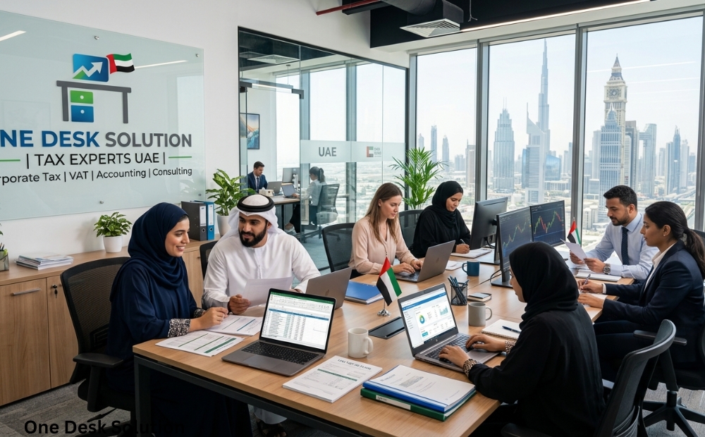 One Desk Solution, Tax expert team working in the office, UAE