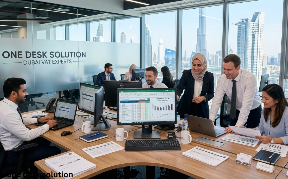 One Desk Solution, VAT expert team working in the office in Dubai
