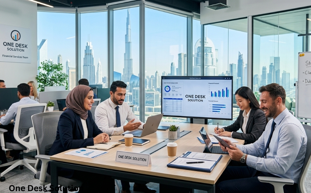 One Desk Solution, financila services team working in the office in Dubai