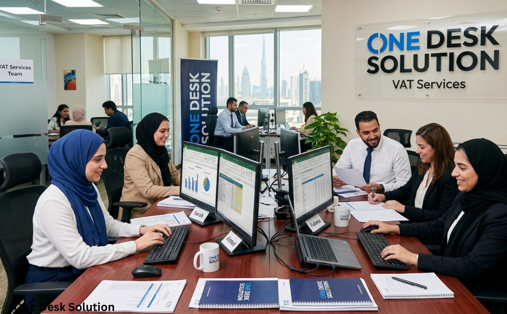 One Desk Solution, VAT Services team working in the office, UAE