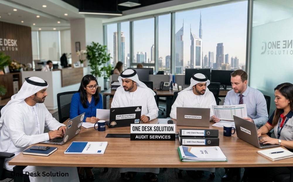 One Desk Solution, Audit Services team working in the office, UAE