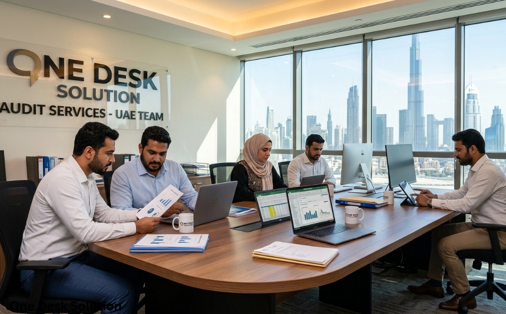One Desk Solution, Audit Services team working in the office, UAE