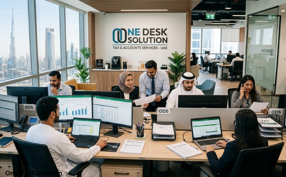 One Desk Solution, tax accounts team working in the office, UAE