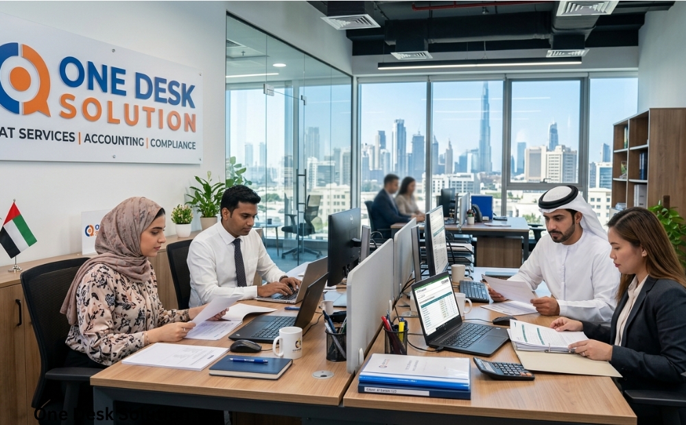 One Desk Solution, VAT services team working in the office, UAE