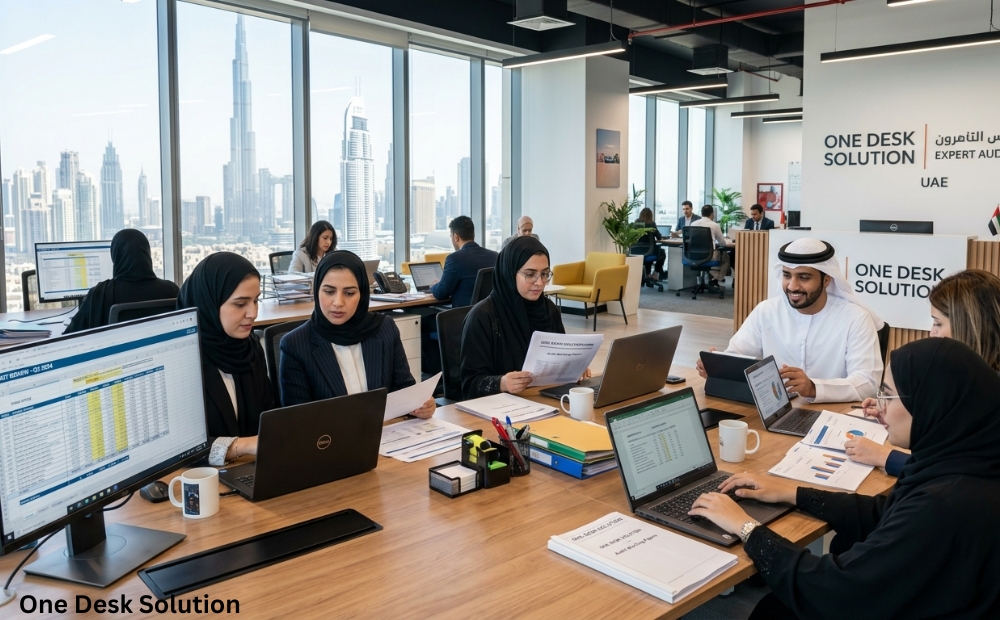 One Desk Solution, Expert Audit Services team working in the office, UAE