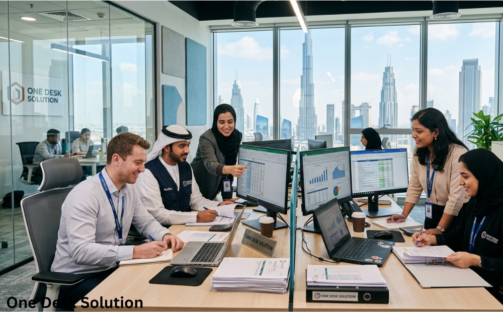 One Desk Solution, best audit setup Services team working in the office, UAE