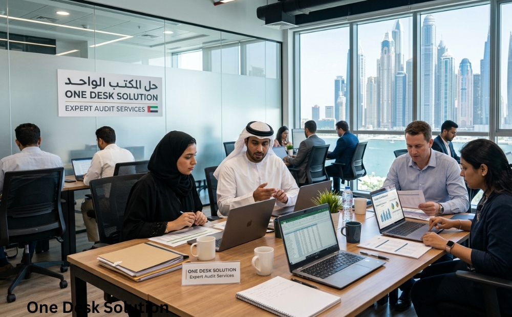 One Desk Solution, Expert Audit Services team working in the office, UAE