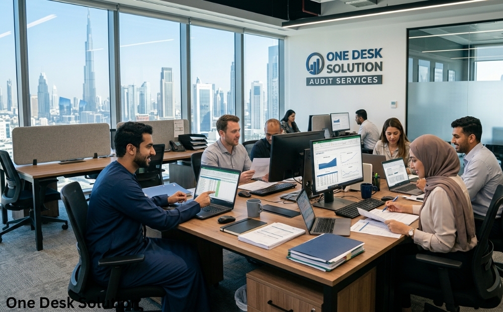 One Desk Solution, audit Services team working in the office, UAE