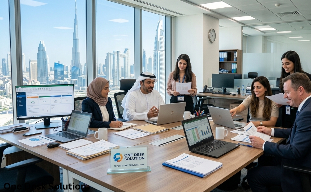 One Desk Solution, expert audit Services team working in the office, UAE