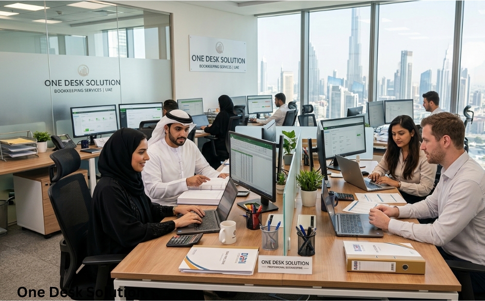One Desk Solution, bookkeeping services team working in the office, UAE