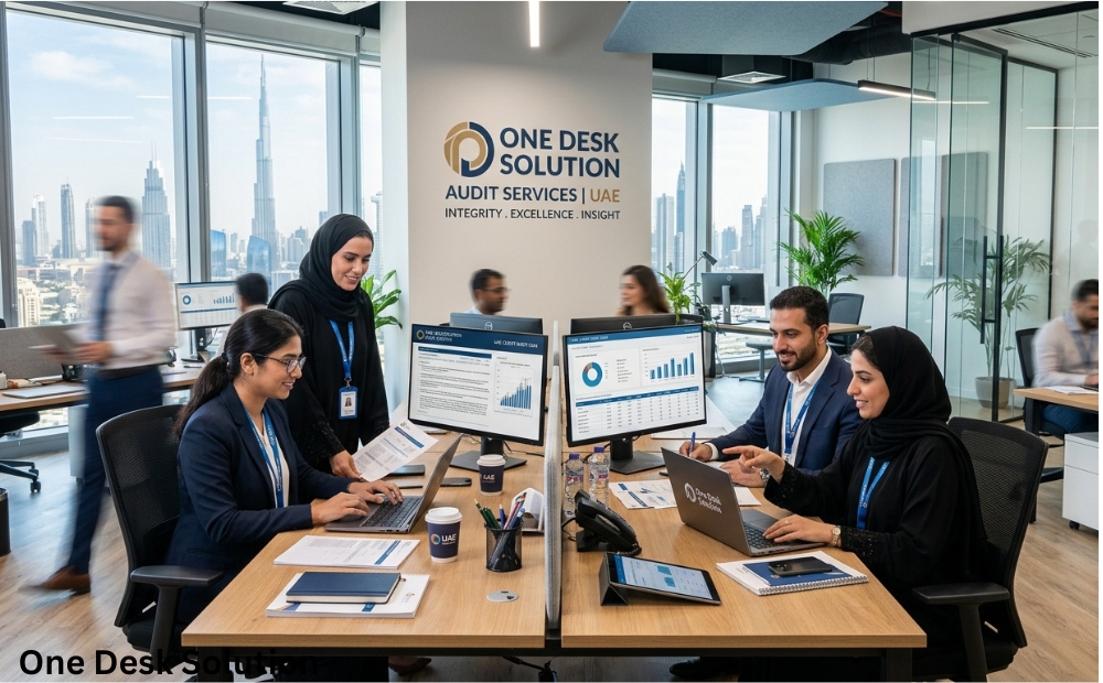 One Desk Solution, audit Services team working in the office, UAE