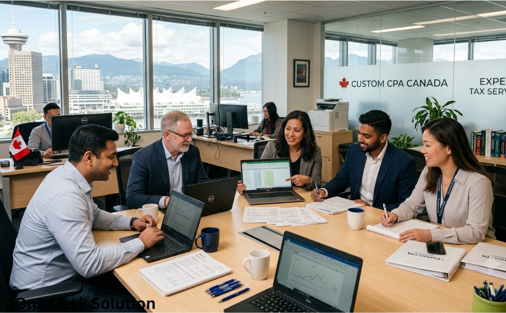 Custom CPA Canada, Expert Tax services team working in the office, Canada