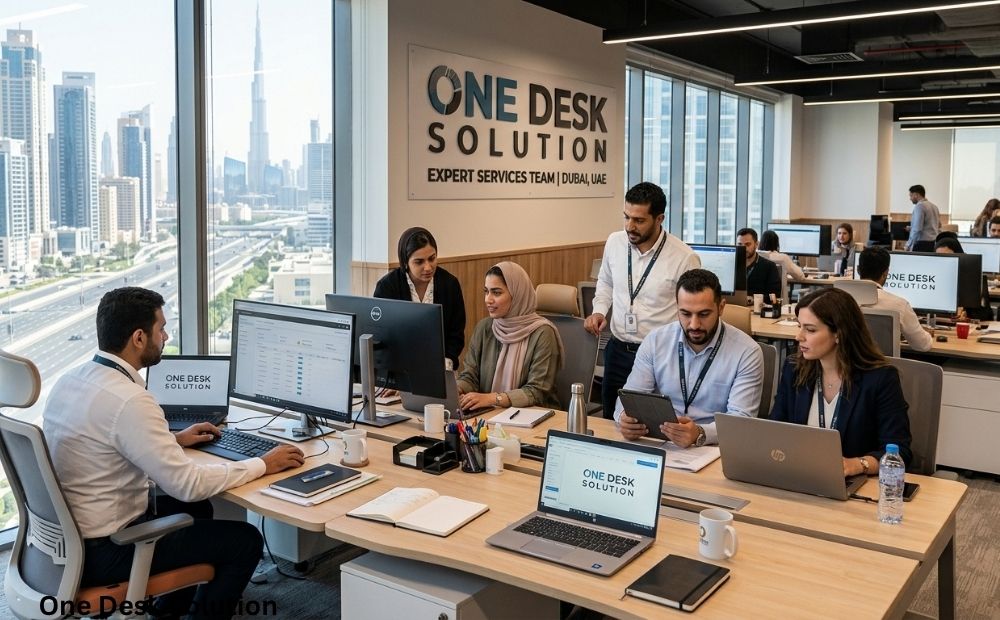 One Desk Solution, expert services team working in the office, UAE