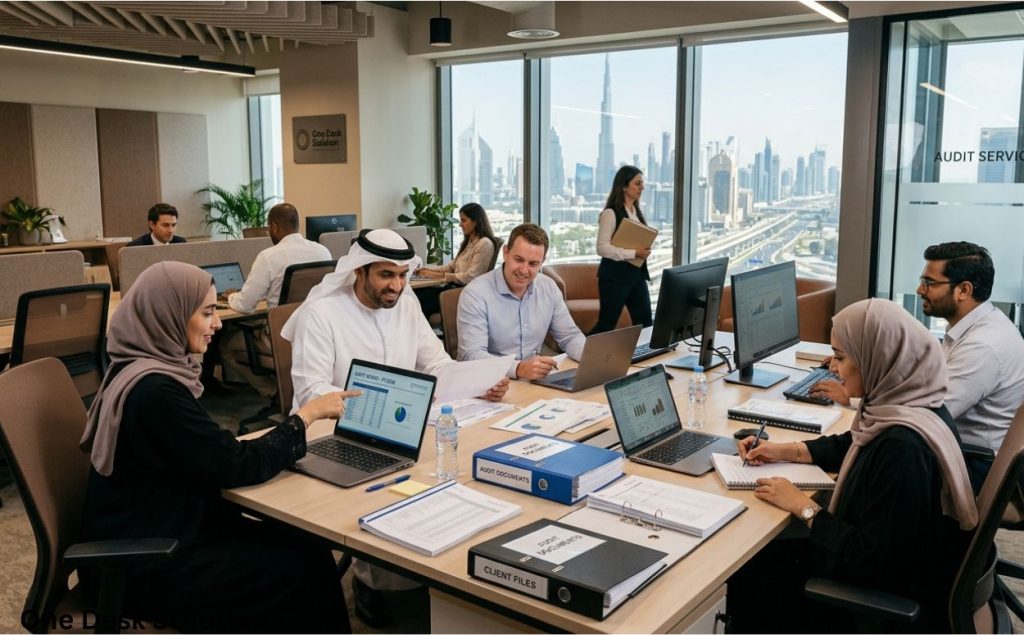 One Desk Solution, Audit Services team working in the office, UAE