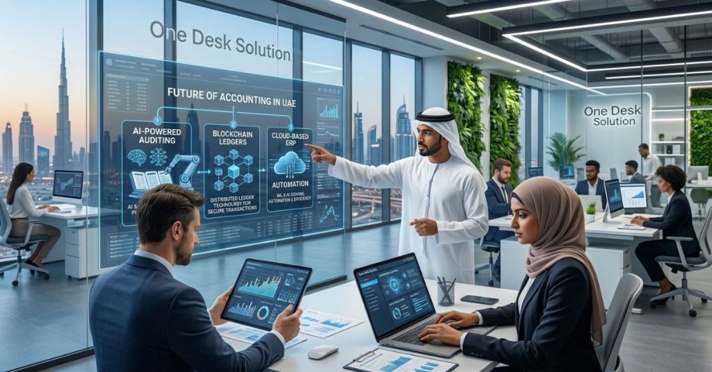 Employees are working in office elated to Future of Accounting in UAE