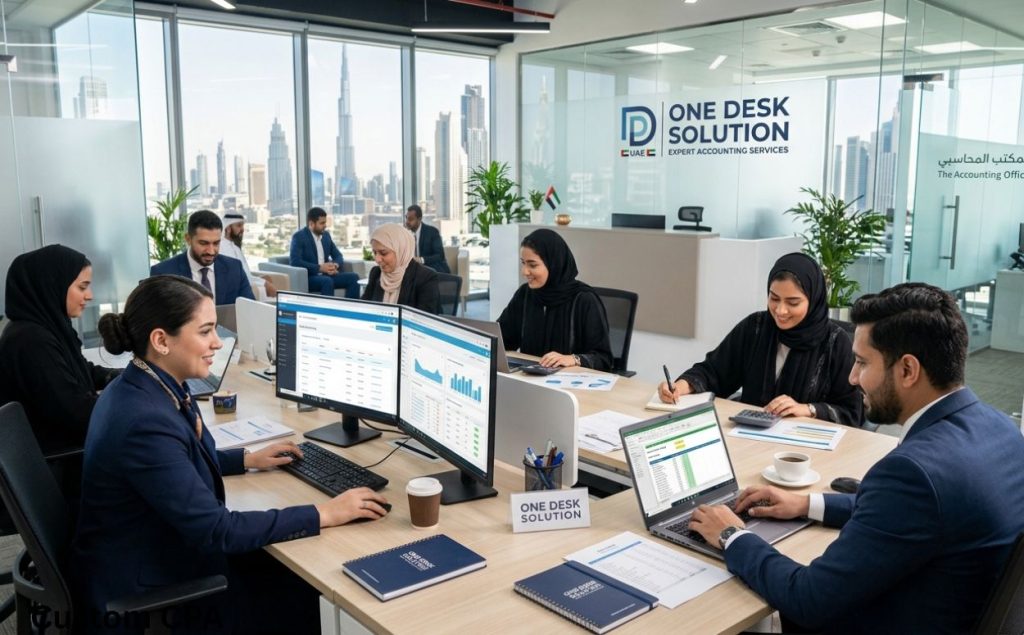 One Desk Solution, expert accounting services team working in the office, UAE