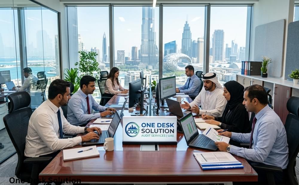 One Desk Solution, Audit services team working in the office in UAE