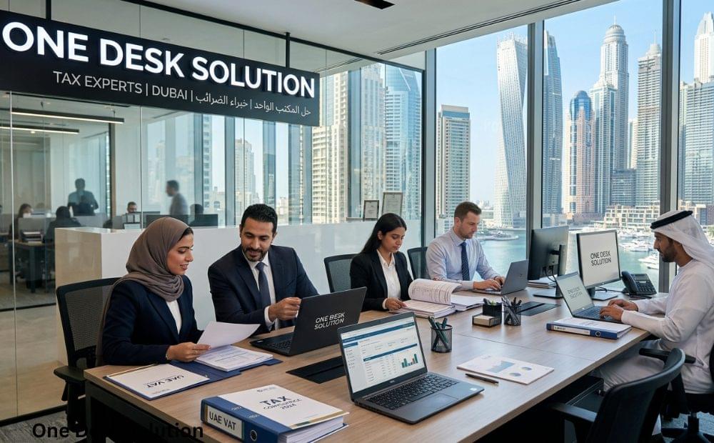 One Desk Solution, tax expert team working in the office in Dubai