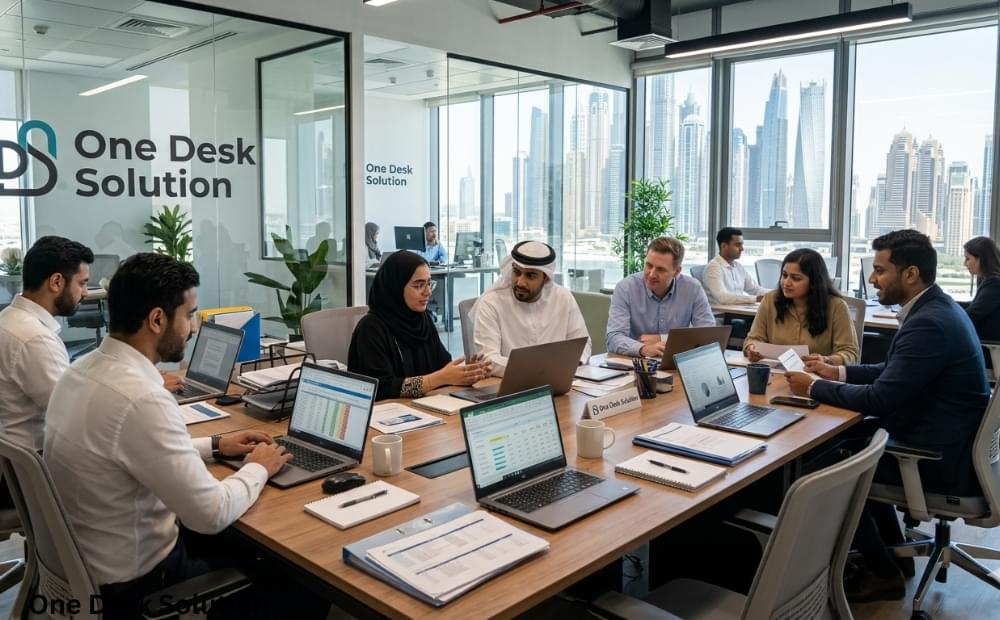 One Desk Solution, audit services s team working in the office in UAE