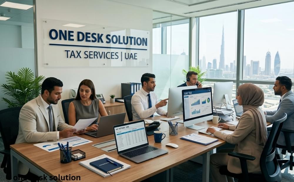 One Desk Solution , tax Services team working in the office in UAE