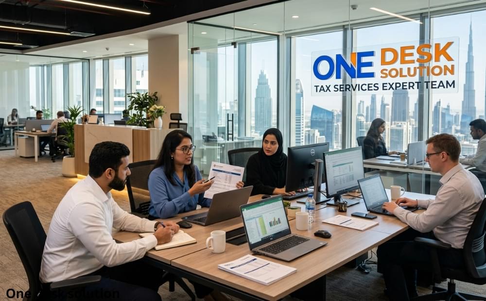 One Desk Solution, tax services expert team working in the office in Dubai