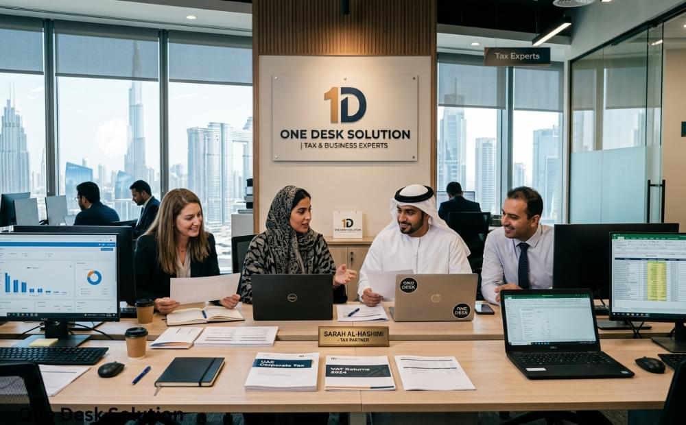 One Desk Solution , TAx expert team working in the office in UAE